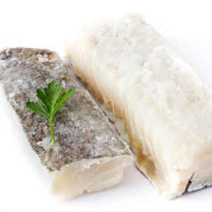 Frozen cod loins skin on